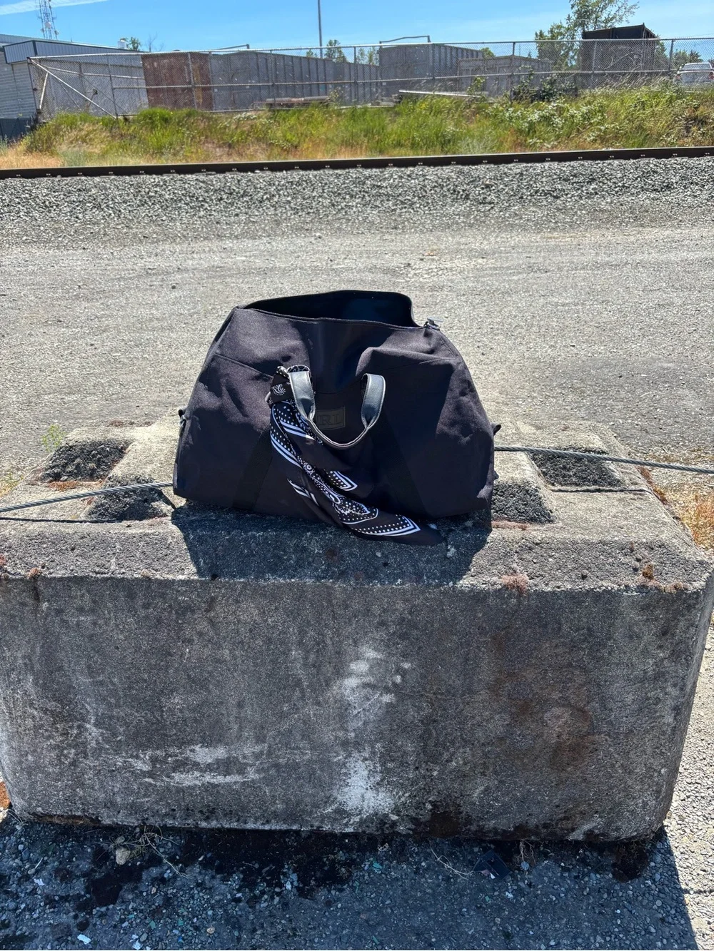 Black Travel large Duffel Bag with Bandana Accent